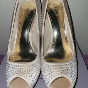 Rhinestone Nude Heels 8.5
